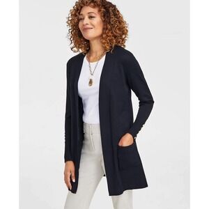 JM Collection Cardigan Black Knit Open Front Work Dressy Classic Minimalist 2X